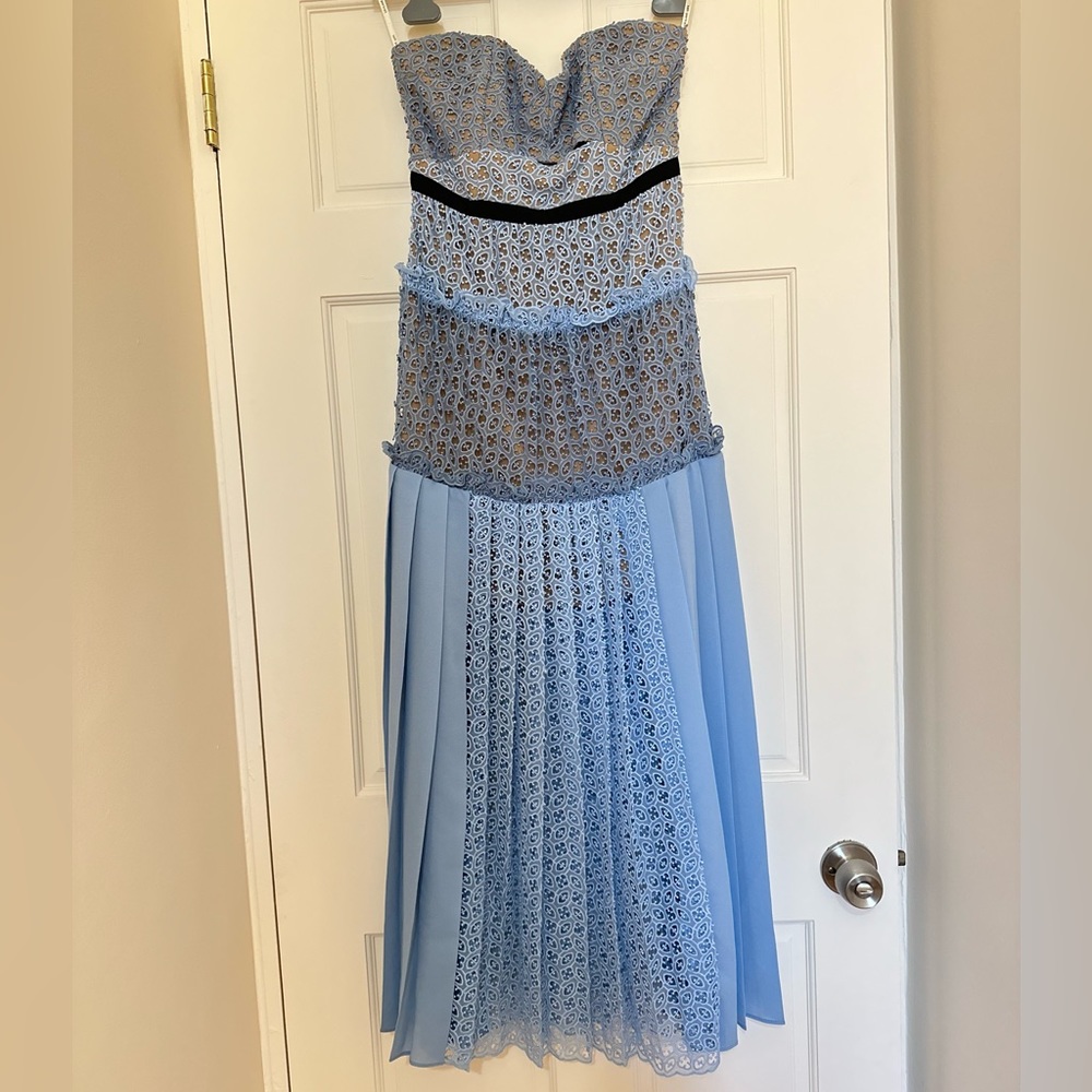 Self Portrait Strapless Floral Cutout Cocktail Dress